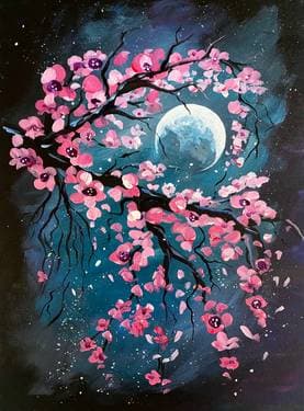 Dark Moon Cherry Blossoms - Paint Nite event in Calgary, AB