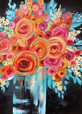 Vibrant Rose Bouquet - Paint and sip event at Mongolian Village Grill West in Nepean, ON - PaintNite.com