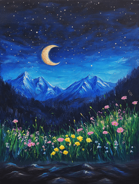 Moonlight Mountain Memories - Paint and sip event at Mt. Baldy Brewing in Upland, CA - PaintNite.com