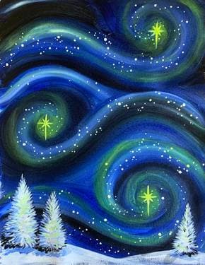 Winter Starry Night - Paint and sip event at AC Hotel in Pasadena , CA - PaintNite.com