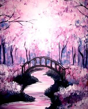 Bridge under the Cherry Blossoms - Paint and sip event at Embassy Suites by Hilton in South San Francisco, CA - PaintNite.com