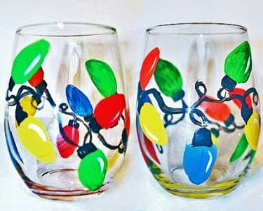 Festive Lights Stemless Glasses - Paint Nite event in Saskatoon, SK
