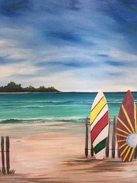 Colorful Surfboards (Design Your Boards) - Paint Nite event in Airdrie, AB