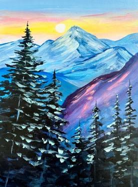 Happy Little Trees & Mountains Paint and Sip in Ahwatukee — Painting