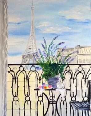 Paris in My Dreams - Paint and sip event at Coral Tree Cafe Encino in Encino, CA - PaintNite.com