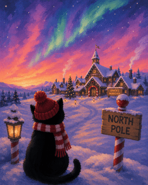 Cat at the North Pole at Mountain Mike's in Napa — Painting