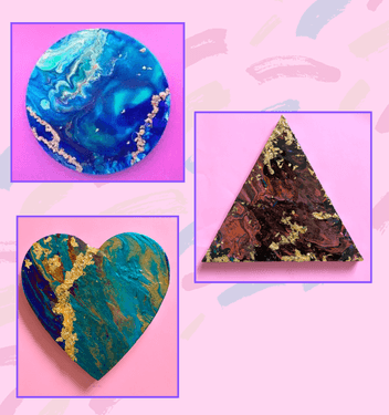 Paint Pour on Geometric Canvas with Gold Leaf - Paint and sip event at Kingston House in Toronto, ON - PaintNite.com