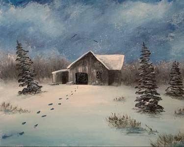 WP: Winter Barn - Paint and sip event at Moose McGuire's @ Hunt Club in Ottawa, ON - PaintNite.com