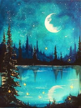 Enchanted Firefly Moonrise - Paint Nite event in Calgary, AB