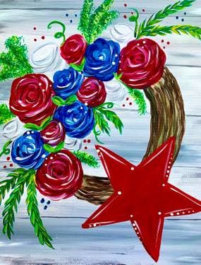 United We Stand Wreath - Paint and sip event at At Work Sports Bar in ELK GROVE VLG, IL - PaintNite.com