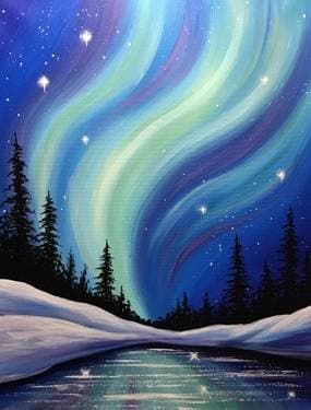 Northern Night Lights - Paint and sip event at Old Flame Brewing Company Port Perry in Port Perry, Durham Region, ON - PaintNite.com