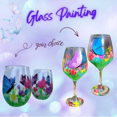 Spring Glass Paint & Sip: Butterfly Spring — Painting