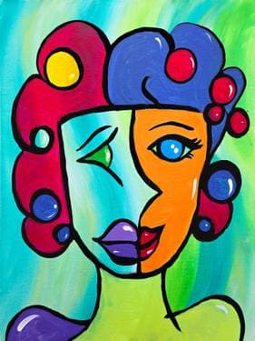 Picasso Style Self Portrait - Paint and sip event at Tunnel Espresso in Pointe-Claire, QC - PaintNite.com