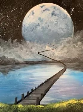 To the Moon and Back III at Broadway Bar and Grill Portobello — Painting