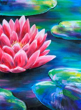 Blooming Lily Pads — Painting