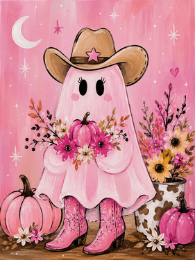 Cowgirl Ghostie Girl - Paint and sip event at Notre-boeuf-de-grace in Laval, QC - PaintNite.com