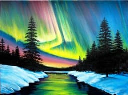 Northern Lights Across the Winter River thumbnail