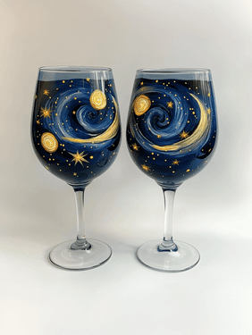 Dreamy Stars Wine Glasses - Paint and sip event at Sports On Tap in Saskatoon, SK - PaintNite.com