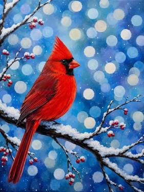 Cardinal Snowfall - Paint Nite event in Sidney, BC