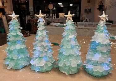 Seaglass Christmas Tree 9” (real seaglass)