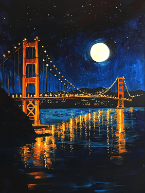 Gold Gate Bridge at Moonlight - Paint and sip event at San Jose Municipal Golf Course in SAN JOSE, CA - PaintNite.com