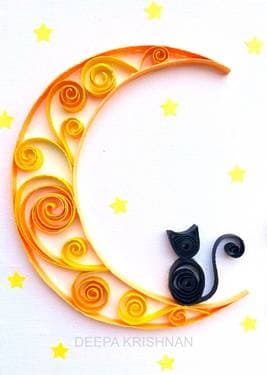 Cat On Moon: Paper Quilling - Paint Nite event in Oakville, ON