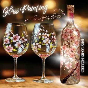 Cherry Blossoms Glass Painting in Claremont — Painting