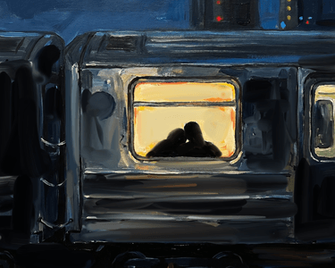 "Moonrise Morning" canvas painting at Mighty Squirrel Fenway — Painting