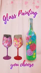 "Roses are Red" Glass Painting, CHOOSE: 2 glasses or bottle thumbnail
