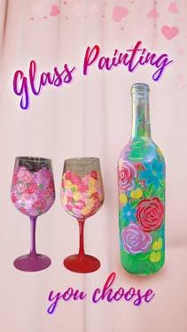 "Roses are Red" Glass Painting, CHOOSE: 2 glasses or bottle - Paint Nite event in Claremont, CA