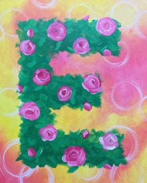 Customizable Rose Topiary Monogram Letter - Paint and sip event at Applebees in Chico, CA - PaintNite.com