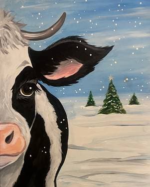 Cute Winter Cow - Paint and sip event at Broadway Bar and Grill - Nepean in Nepean, ON - PaintNite.com