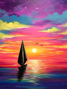 Bright Sunset Sails — Painting