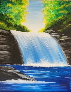 Waterfalls in Paradise - Paint and sip event at The Creek Pub& Eatery in Grand Valley, ON - PaintNite.com