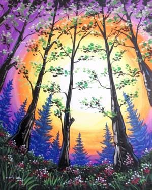 Forest Break Of Dawn - Paint and sip event at Nu Kitchen (Worcester) in Worcester, MA - PaintNite.com