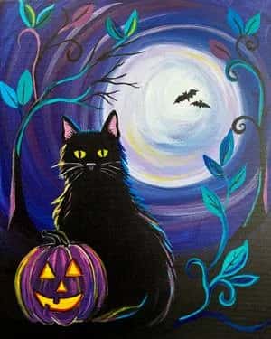 Halloween Moon Cat
