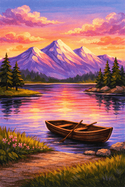 Mountain Lake at Dusk — Painting