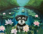 Dog with Monet Water Lilies thumbnail