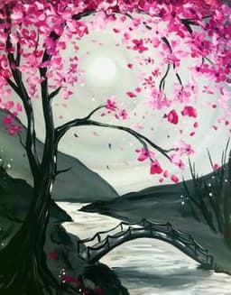 Moonlit Cherry Blossom Bridge thumbnail