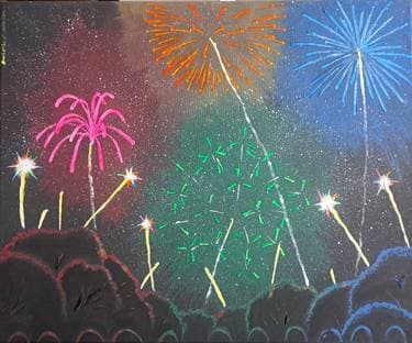 Black-light Fireworks - Paint and sip event at Battlegroundz in Lincoln, RI - PaintNite.com