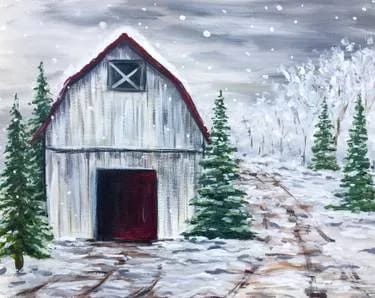 Winter at the Barn — Painting