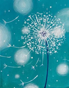 Bokeh Dandelion Sparkle - Paint and sip event at Benchwarmer's Tavern & Grill in Mount Sinai, NY - PaintNite.com