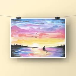 Watercolor Sailboat Sunset thumbnail