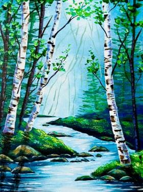 Peaceful Birch Stream - Paint and sip event at Freeman's Little New York - Fairview in Halifax , NS - PaintNite.com
