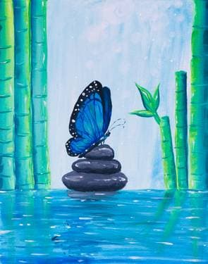 Zen Blue Butterfly - Paint and sip event at City Loafers at The Current in DAVENPORT, IA - PaintNite.com