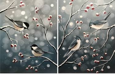 Bokeh Birds Partner Painting - Paint and sip event at Guildford Golf & Country Club in Surrey, BC - PaintNite.com