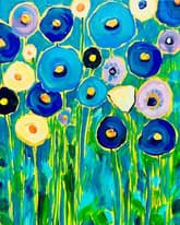 Klimt's Blue Flowers Abstract Art thumbnail