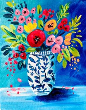 Chinoiserie Flower Vase - Paint Nite event in Abbotsford , BC