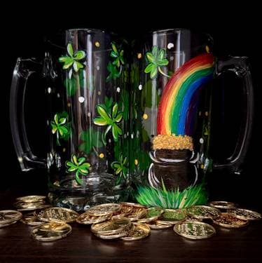Luck of the Irish set of beer mugs - Paint and sip event at Pizza Hut in Pittsburgh , PA - PaintNite.com