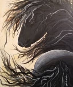 Beautiful Fantasy Black Horse With Wild Mane thumbnail